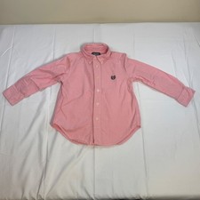 Chaps Pink Button Down Long Sleeve Dress Shirt Casual Boys Size 4 Cotton