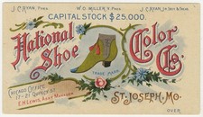 National Shoe Color Co. St. Joseph Mo. Victorian Trade Card