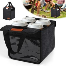 4 Cup Coffee Carrier Drink Holder Bag Insulated Caddy Tote with Handle Reusable