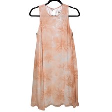 Calvin Klein Peach Floral Round Neck Sleeveless A-Line Dress 6