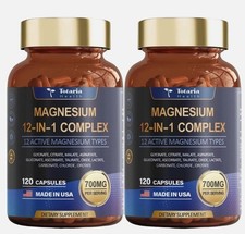 2-piece Totaria Magnesium 12 in 1 Complex 700mg - Glycine Citrate Malate Oxalate