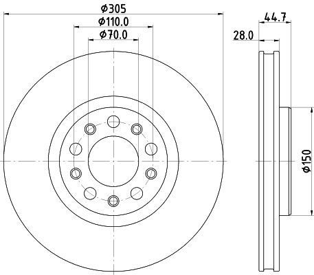 HELLA 8DD 355 133-701 BRAKE DISC Front (PAIR)