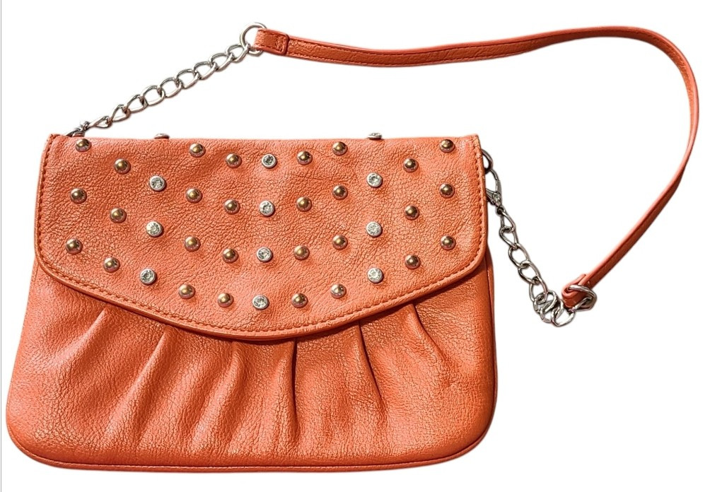 Grace Adele Orange Rhinestone Studded Shoulder Pu… - image 1