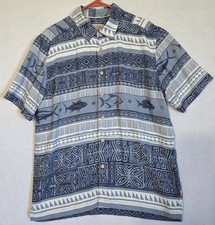 Quicksilver Button Up Shirt Mens M Waterman Collection Lt Blue Comfort Fit EUC