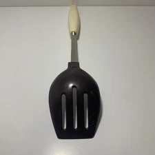 Vintage Brown Cream Ekco Nylon Slotted Spoon
