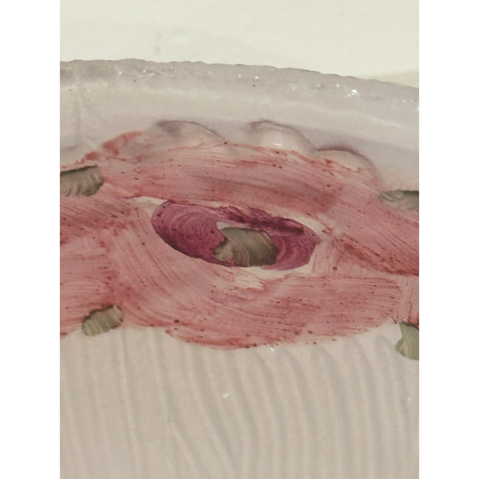 Round Ribbed Antique Floral Painted Embossed Frosted Glass 6.25" Shade - Image 2 of 4