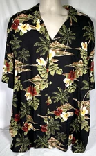 Vintage Paradise Found Mens 3XL Black Floral Tropical Hawaiian Island Shirt New