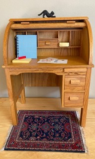 AMERICAN GIRL KIT KITTREDGE RETIRED SOLID WOOD ROLLTOP DESK FUN TO ACCESSORIZE