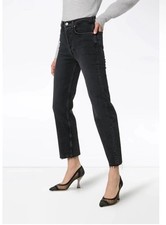 RE/DONE Stovepipe Raw Hem Jeans Black Sz 29 Button Fly High Waist $265 USA Made