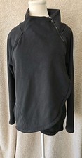 Athleta Cozy Karma Asymetrical Pullover Woman  s M BLACK Fuzzy Lined Sweatshirt