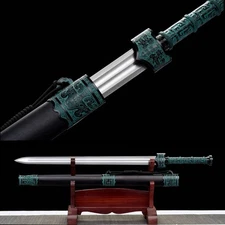 Chinese Tang Dynasty Double Edged Sword Kung Fu Jian 1095 Carbon Steel Blade 秦王剣