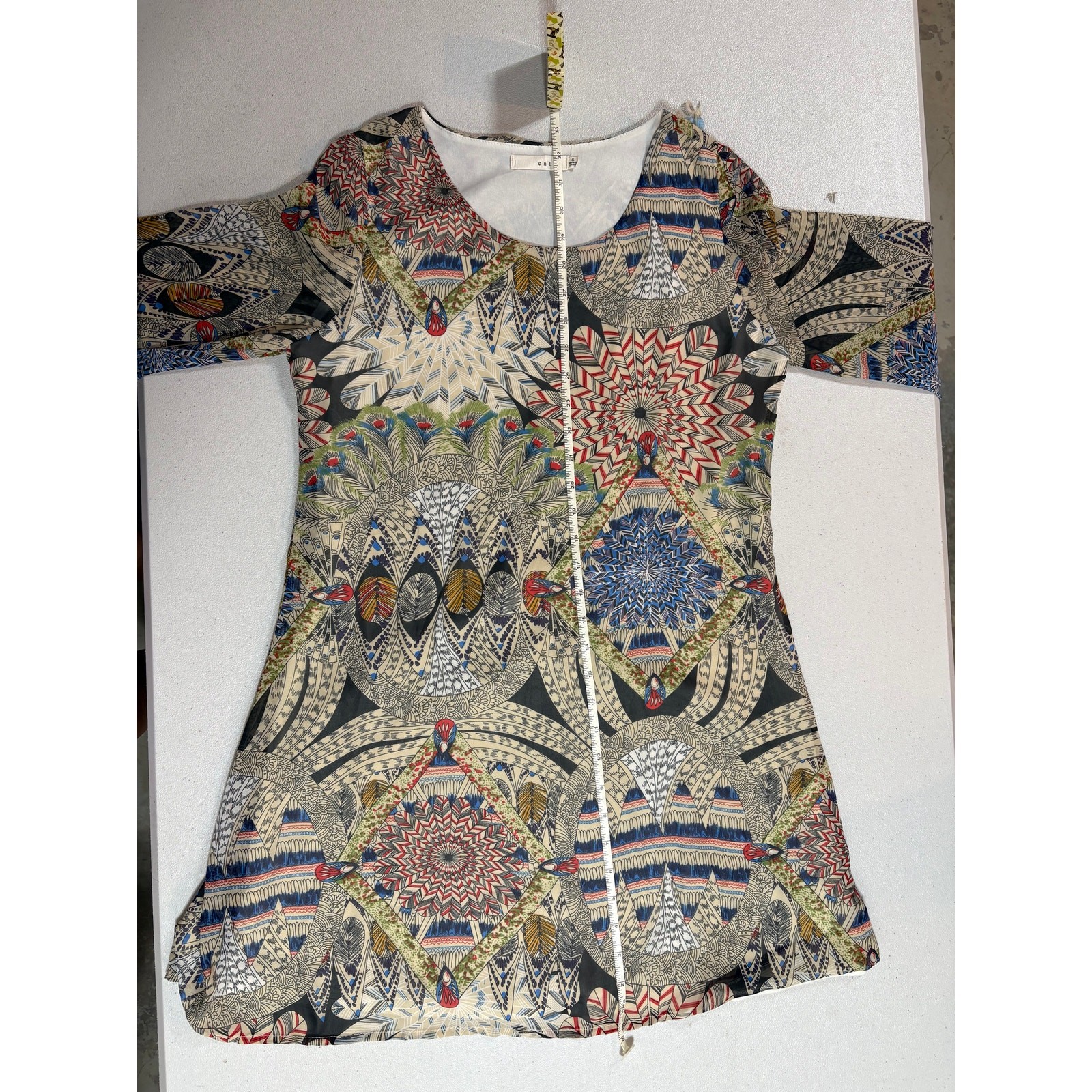 Entro Size Small Multi Patterned Long Sleeve Dress - image 6