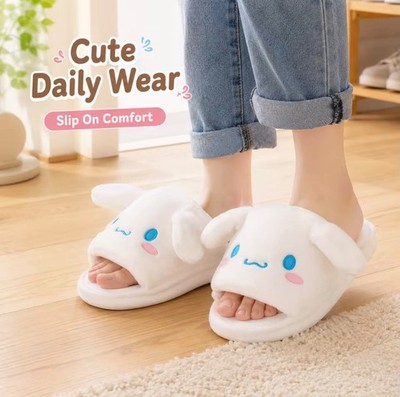 Hello Kitty Moving Ear Plush Slippers Warm House Shoes Women 5.5-9