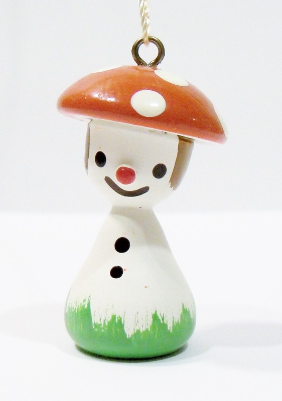 Erzgebirge Germany Anthropomorphic Mushroom Wooden Wood Vntg Ulbricht Ornament
