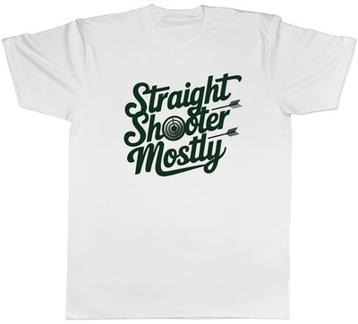 STRAIGHT SHOOTER MOSTLY FUNNY ARCHERY TARGET HERREN T-SHIRT TEE GESCHENK TOP