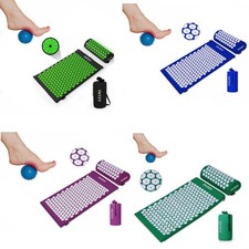 Acupressure Mat Pillow Set & Travel Bag Massage Ball Pain Relief Acupuncture