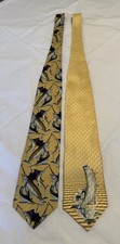 Guy Harvey Classic Men's Ties 100% Silk Lot Of 2 Yellow /Fish Made In USA