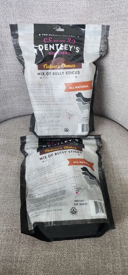 2 bolsas Dentley's Mix Of Bully Sticks perro masticar valor paquete 2 x 1 lb bolsa 906 gramos Foto 2 de 3