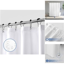 Waterproof Fabric Shower Curtain Liner 70x72in with Magnets, Machine Washable