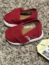 Toms Classic Red Canvas Toddler Slip-on Shoes US Size 3T