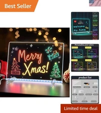LED Drawing Board with Colors Acrylic Light-Up Message Board for Home Office ...