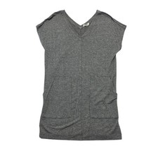LOFT Pocket T-Shirt Dress Casual V-Neck Comfy Gray Womens Size S