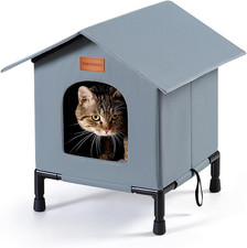 Insulated Cat Shelter Weatherproof Outdoor Cat House with Self-Warming Insulatio