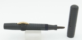 Conklin Crescent 20P Black Chased Hard Rubber Fountain Pen 1920's No Nib