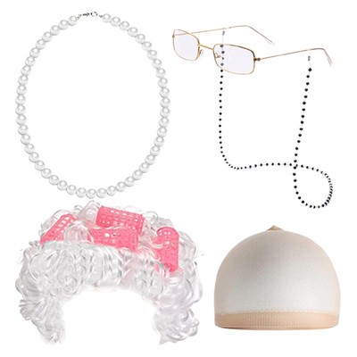 Old Lady Costume Set Dress up Beaded Necklace for Festival Stage