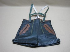 Vintage lata 1960-te Dziecięce Niemieckie Zielone Skórzane Spodnie Szorty