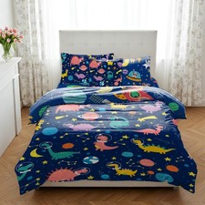 Dinosaur Twin Bedding Sets for Boys, 6 Piece Bed in a Bag, 3D Dinosaur Comfor...
