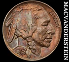1938-D Buffalo Nickel - Choice Gem Brilliant Uncirculated  Color  #J9897