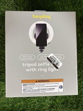 heyday Tripod Selfie Stick w 6" LED Ring Light, 3 Color Modes Bluetooth Remote
