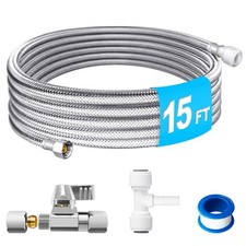 RO to Refrigerator Water Line Kit - 15FT Stainless Flexible Water Line for Co...