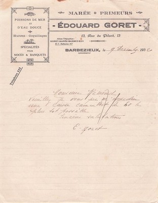 16 BARBEZIEUX Gezeiten GORET 1932 Austernfische
