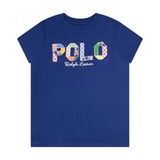 Image of Ralph Lauren Polo Girls T-Shirt Navy Blue Cotton Applique Logo Childrens Kids