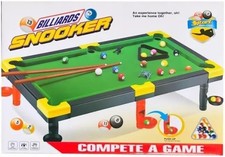 KIDS SNOOKER & BILLIARDS GAME TABLE SET – COMPLETE MINI TABLETOP POOL SET