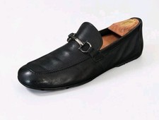 Salvatore Ferragamo Men's Black Leather Bit Moccasin Drivers Loafers 10 D