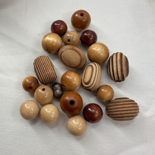 VTG Lot of 20 Assorted Wood Beads Craft Supplies Jewelry Making DIY Projects