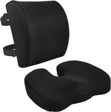 Amazon Basics Comfortable Seat Cushion & Lumbar Support, Black 