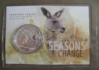 2018 RAM $1 One Dollar 1oz Silver Kangaroo Frosted Coin Carded