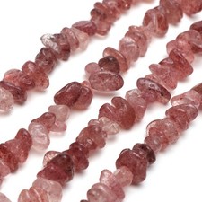 Natural Strawberry Quartz Chip Beads 32  Strand 5 8mm Jewelry Making Bulk Loose