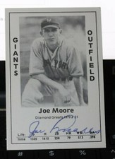 Jo-Jo Moore Autographed Diamond Greats Baseball Card NY Giants Outfielder COA