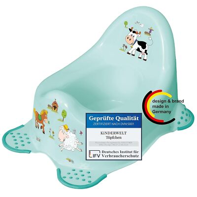Premium Töpfchen Funny Farm aquamarin für Babys und Kinder stabiler Babytopf 
