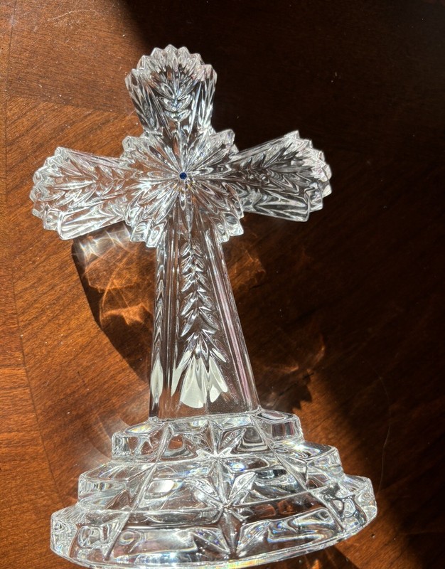 Lenox Inspirational Collection Crystal Cross Blue Rhinestone 7-3/4” High New