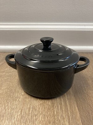 ''Black Onyx'' 8 Oz Mini Round Cocotte LE CREUSET Petite Dutch Oven *2nd Choice*