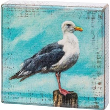 Primitives by Kathy Block Sign Seagull Sea Gull Bird Beach House Ocean Decor