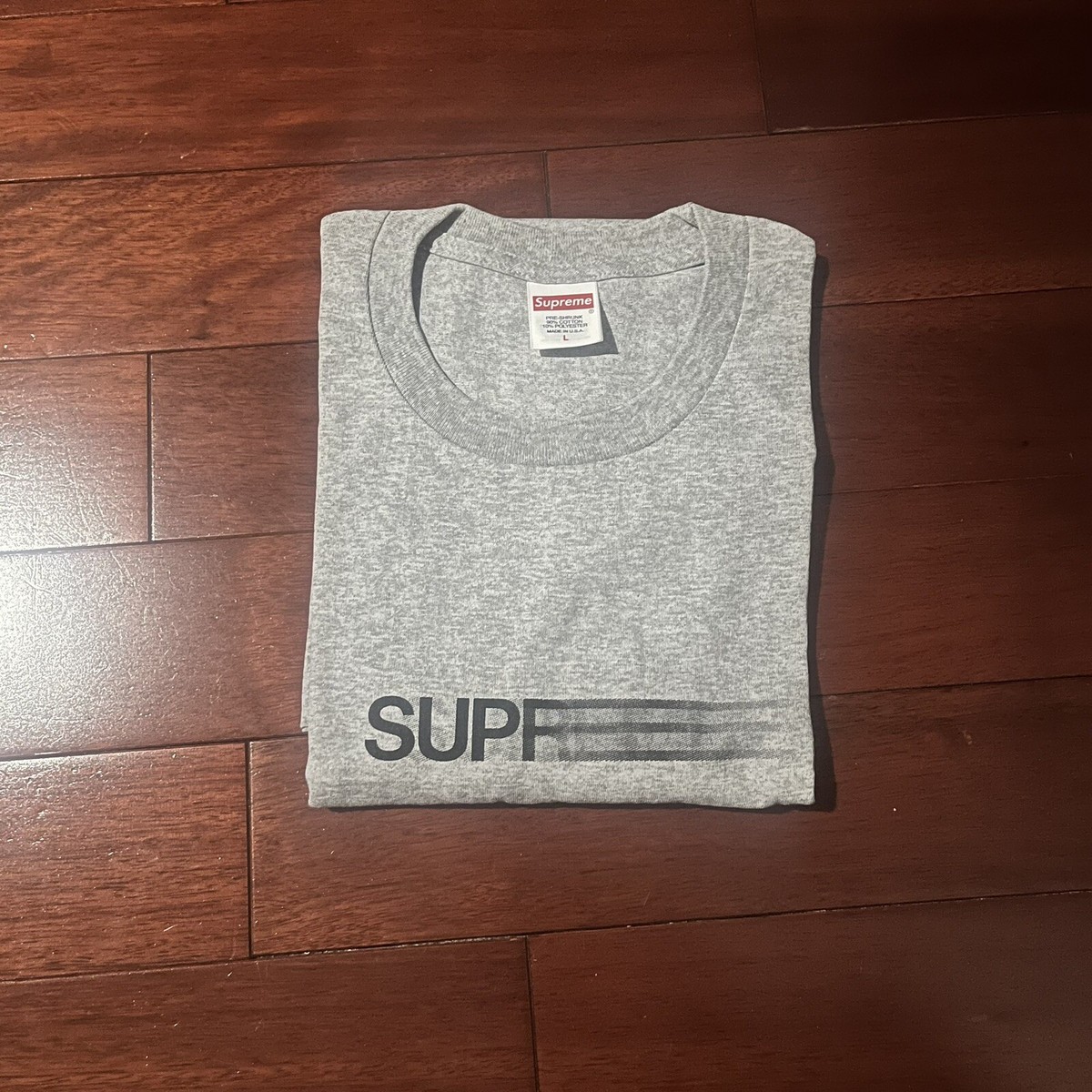 🔥🔥🔥 Supreme Motion Logo Tee Heather Grey L (SS23) IN HAND BRAND