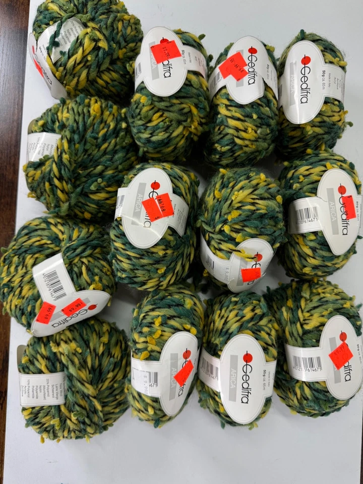批量 13 件 Gedifra Yarn Arica 羊毛混纺,50 克/65 米,多色绿色 全新 — 第 2/4 张图片