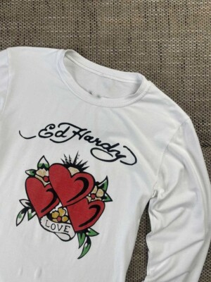 Vintage Ed hardy Classic Hot Long Sleeve Unisex Cotton T-shirt All Sizes LI1519